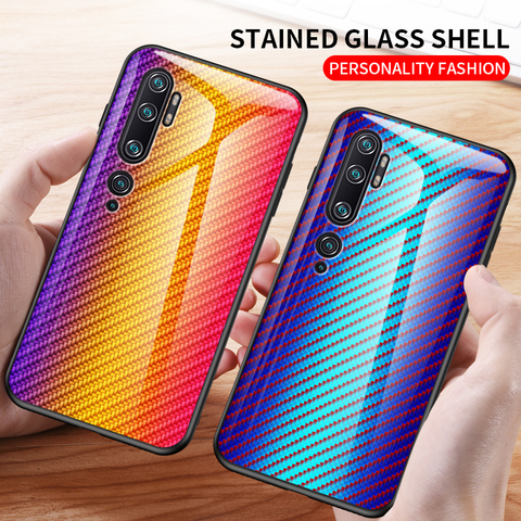 Funda protectora para Xiaomi Mi Note 10 Pro, cristal templado duro, gradiente de moda, de fibra de carbono, para xiaomi mi CC9 Pro ► Foto 1/6