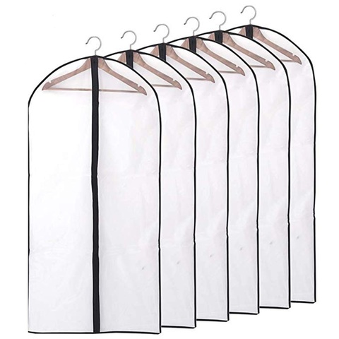 6 unids/set transparente ropa cubre de prendas de vestir vestido de traje de chaqueta ropa de abrigo a prueba de polvo Protector de la cubierta de la bolsa de viaje cubierta de polvo ► Foto 1/6