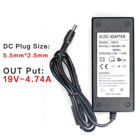 Adaptador de corriente para portátil Asus, fuente de alimentación AC DC de 19V, 4.74A, 19V, 4.74A, K53B, K53BY, K53E, K53F ► Foto 1/6