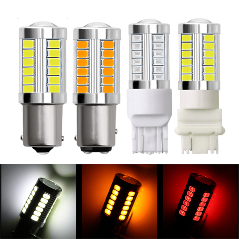 1 Uds 1156 BA15S bombillas LED 1157 BAY15D T20 7440 Auto bombilla inversa luz trasera de frenos 5630 5730 33 SMD Luz de señal de giro blanco 12V ► Foto 1/6