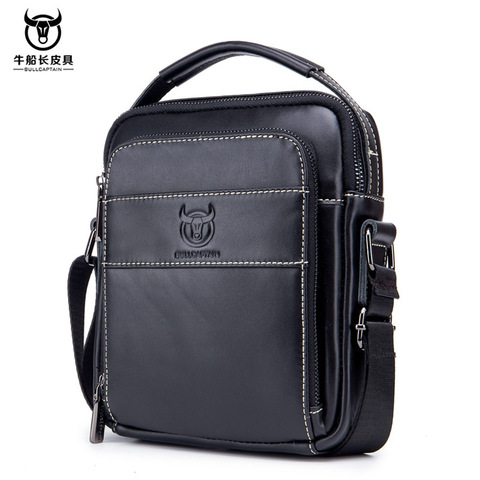 BULLCAPTAIN marca de cuero de vaca hombres bolsos multifunción hombre bandolera bolso de cuero genuino bandolera para hombre viaje ► Foto 1/6