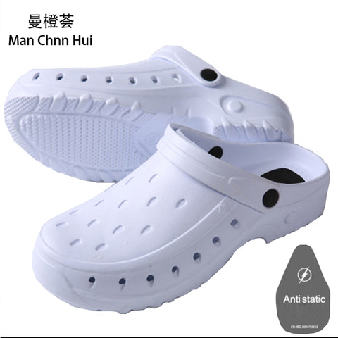 Los hombres de verano blanco Anti-estática médico zapatos para quirófano de zuecos de limpieza zapatos médico zapatillas enfermeras zuecos ► Foto 1/6