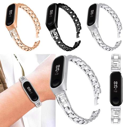 Correa de reloj de acero inoxidable para Xiaomi Mi Band 3, 4 y 5, repuesto de pulsera ► Foto 1/6