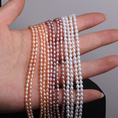100% Natural de agua dulce perla en forma de arroz perlas para fabricación de joyería DIY pulsera collar 3-4mm ► Foto 1/6