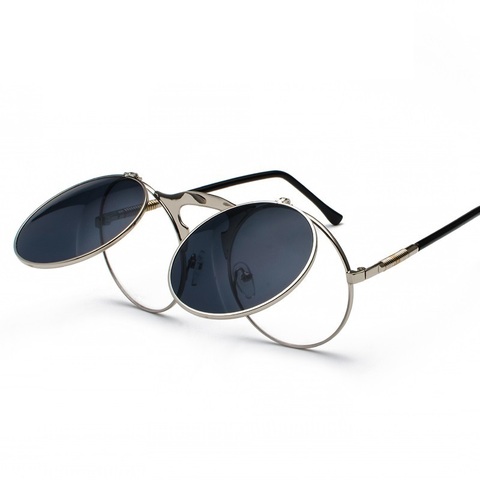 Gafas De sol redondas Steampunk para hombre y mujer, anteojos De sol unisex, De Metal, estilo Vintage, con tapa Circular De doble lente, estilo De Gafas circulares ► Foto 1/6