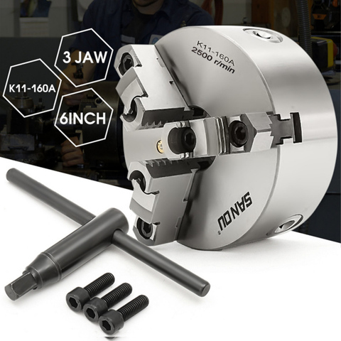 SANOU K11-160A torno Chuck 3 mandíbula 160mm autocentrado y Reversible de la mandíbula piezas de torno ► Foto 1/6