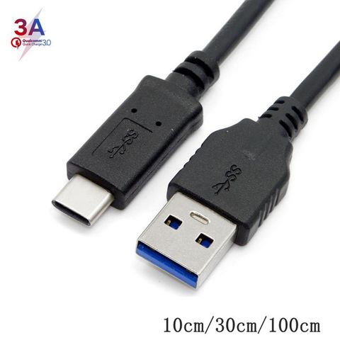 10cm 1m 3A USB 3,0 tipo C Cable with datos de Cable de carga tipo-c Cable para Samsung Nota 9 8 S9 uno más 6 5t 5 USB-C cargador ► Foto 1/3