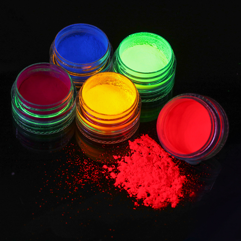 Juego de polvo fluorescente ultrafino para uñas, pigmento brillante 3D para decoración de uñas artísticas, colorido, de fósforo neón, 6 uds. ► Foto 1/6