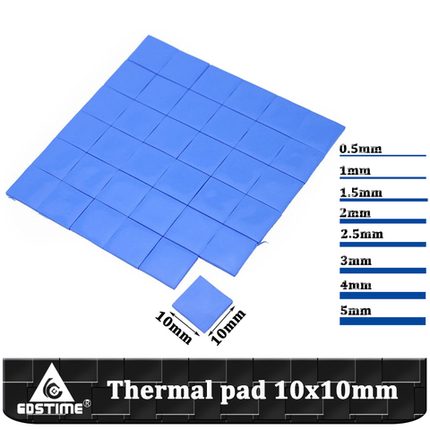 80mm 80 conductivo yeso disipador térmico grasa 10x10mm 0,5mm 1mm 1,5mm 2mm 2,5mm 3mm 4mm 5mm Pad térmico disipador CPU almohadilla de silicona ► Foto 1/6