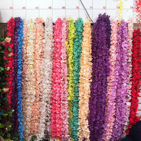 Guirnaldas de boda de hortensia para álbum de recortes, accesorios de decoración de baño para el hogar, flores artificiales, 200CM, venta al por mayor ► Foto 1/6