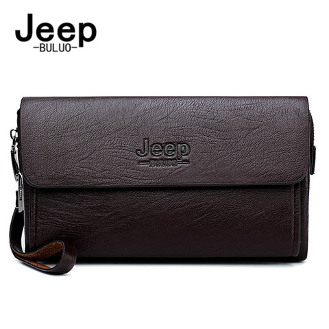 JEEP BULUO-Bolso de mano de cuero virgen para hombre, cartera de mano masculina de lujo, de alta calidad, para teléfono y bolígrafo ► Foto 1/6