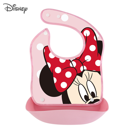 Disney-babero de silicona para cena de bebé, combinación de bolsillo a prueba de goteo y ropa de eructo para bebé, desmontable, artículos para bebé para recién nacidos ► Foto 1/6