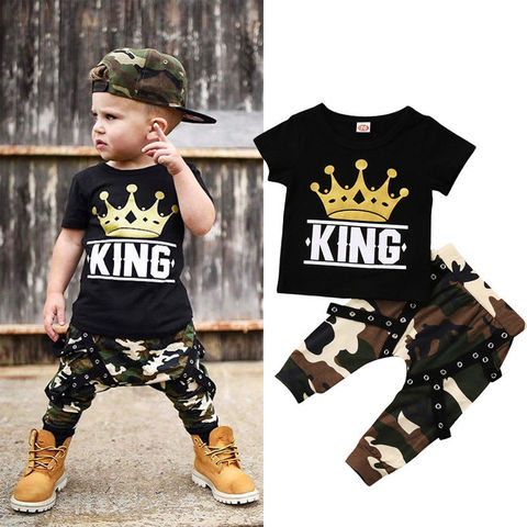 Niño 0-5Y niños recién nacidos Tops de bebés chicos camiseta pantalones 2 uds trajes conjunto ropa 0-5Years ► Foto 1/6