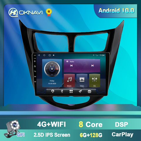 OKNAVI 4G + 64G Radio de coche reproductor Multimedia para Hyundai Solaris 2010-2016 Smart estéreo Android 10,0 navegación Wifi No 2 din DVD ► Foto 1/6