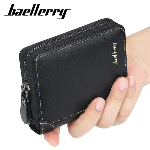 Billetera corta con cremallera para hombre, bolso de mano, monedero, Mini tarjetero de cuero PU ► Foto 1/6