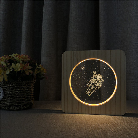 Espacio astronauta 3D USB LED acrílico lámpara de mesa para de noche luz interruptor de Control de lámpara tallada para habitación de niños decoración de la Dropshipping. Exclusivo. ► Foto 1/5