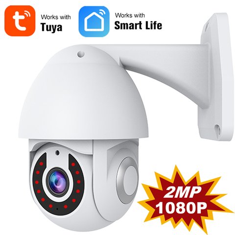 Tuya-cámara HD 1080P para exteriores, inalámbrica, WiFi, IP, Audio bidireccional, seguimiento automático, visión nocturna, IP66, impermeable, vida inteligente ► Foto 1/6