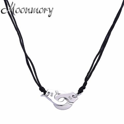 Moonmory-Colgante de esposas y Collar de plata de ley 925 para mujer, joyería famosa de Francia, Collar de plata de alta calidad con cuerda ► Foto 1/6