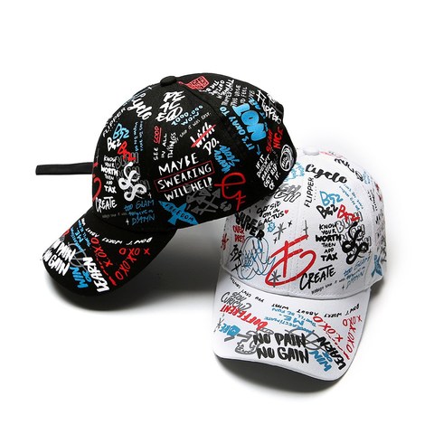 Sombreros de béisbol ajustables para hombre y mujer, gorra de béisbol a juego con Graffiti impreso, Color blanco y negro, Unisex, 2022 ► Foto 1/5