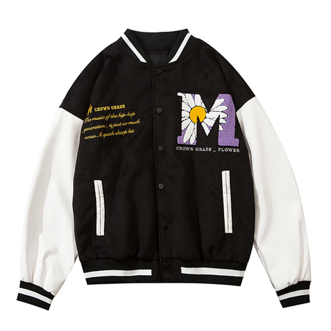 LACIBLE-chaquetas con botones de estilo Hip Hop para hombre, ropa de calle Harajuku con bordado de margaritas y abejas, abrigos de béisbol, 2022aw ► Foto 1/6