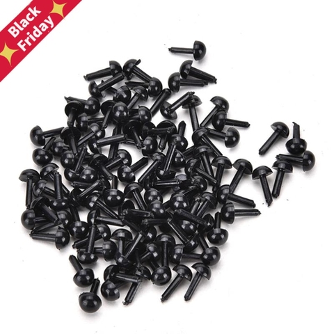 100 piezas 3mm/4mm/5mm/6mm de plástico DIY ojos de seguridad para muñecas Juguetes accesorios para hacer animales artesanía Color negro ► Foto 1/6