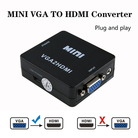 1080P MINI VGA a HDMI convertidor con Audio VGA2HDMI Video Box adaptador para ordenador portátil para proyector HDTV ► Foto 1/6