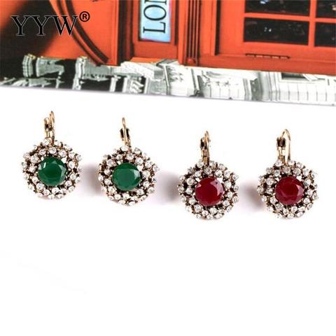 Pendiente de gota de diamante de imitación para mujer, pendiente con palanca trasera de cristal verde y rojo, joyería de oreja exquisita de lujo para mujer, pendientes Brinco 2022 ► Foto 1/5