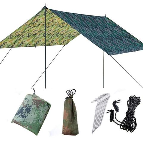 Hamaca grande impermeable para lluvia y moscas, carpa de lona ligera y portátil, impermeable, antipolvo, fácil de doblar, refugio solar, protección UV ► Foto 1/3