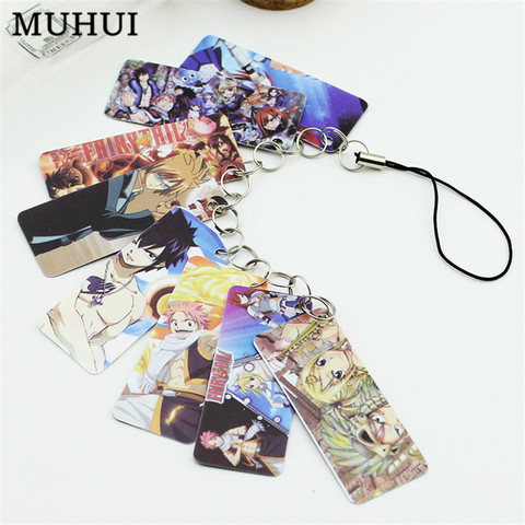 LLavero de cola de hada para mujer, cadena de tarjeta de Pvc de foto de Anime, 8 Uds., tarjetas/Cadena, accesorios para bolso, llavero, joyería ► Foto 1/4