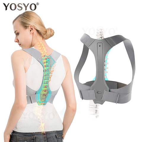 YOSYO Corrector de postura para hombres y mujeres soporte de postura superior ajustable para el apoyo, que proporciona alivio del dolor de hombro-cuello-espalda ► Foto 1/6