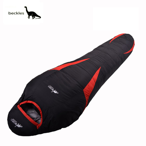 Bolsas de dormir deportivas ultralivianas de invierno para acampar al aire libre para excursionismo rellenas de plumón de pato impermeables estilo momia para adultos disponibles en 3 colores ► Foto 1/6