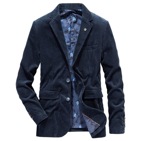 Calidad de marca de negocios, chaqueta de los hombres de primavera y otoño de pana de algodón Casual chaqueta hombres Chaqueta de traje de corte Slim de hombre tamaño M-4XL Blazer de hombre ► Foto 1/6