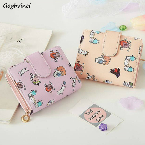 Billeteras con estampado de dibujos animados para mujer, Mini bolsas Kawaii rosas, monedero, tarjetero, moda para chicas, plegables, nuevas ► Foto 1/6