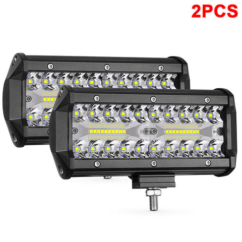 Barra de luz LED impermeable para conducción todoterreno, foco reflector de 7 pulgadas, 120W, 40LED, para barco, coche, Tractor, camión, SUV, ATV ► Foto 1/6