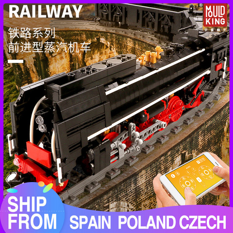 Mould King MOC series de la ciudad la QJ las locomotoras de vapor control remoto tren bloques de construcción ladrillos niños DIY juguetes de Navidad regalos ► Foto 1/6