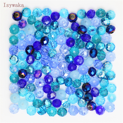 Isywaka azul Multicolor 3*4mm 145 Uds Rondelle Austria facetadas cuentas de vidrio de cristal espaciador suelto cuentas redondas para la fabricación de joyas ► Foto 1/6