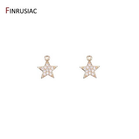 Accesorios de joyería de moda, colgante de estrella de circón con incrustaciones de Metal y cobre chapado en oro de 14k para DIY, suministros de joyería ► Foto 1/6