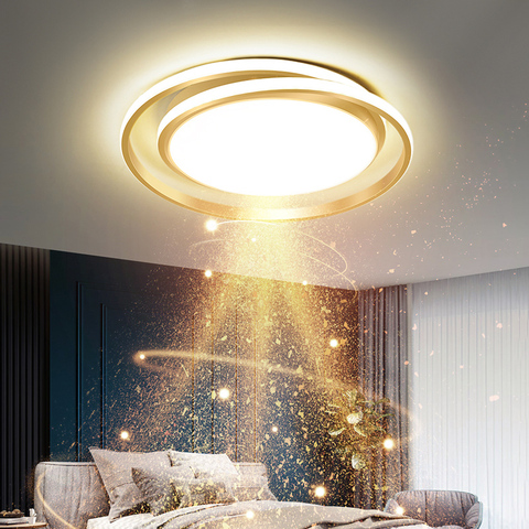 Moderno oro redondo Led lámpara de araña para sala de estar dormitorio cocina estudio techo Simple lámpara de decoración interior de iluminación ► Foto 1/6