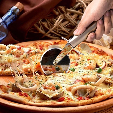 Acero inoxidable Pizza herramientas de corte de una sola rueda diámetro 6,5 CM cuchillo de Pizza para el hogar herramientas de torta uso de ruedas para galletas de gofres ► Foto 1/6