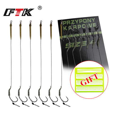 6-8 Uds 30-60LB carpa ganchos de pesca pelo plataformas con línea líder 18,5 cm 2/4/6/8 # Europa de grupo carpa accesorios de gancho ► Foto 1/6