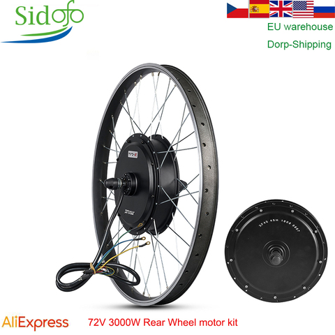 Kit de bicicleta MXUS E motor de rueda trasera 48/60/72 V/90 V 3000W Kit de conversión de bicicleta eléctrica Motor de cubo sin escobillas de alta velocidad XF40 26/29 pulgadas ► Foto 1/6