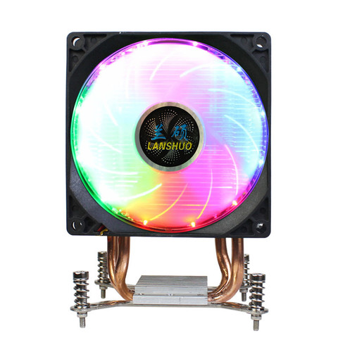 LANSHUO 4 pines PWM CPU enfriador 90mm 2 tubos de calor silencioso RGB ventilador doble sistema de refrigeración para X79 X99 LGA2011 nuevas llegadas ► Foto 1/6