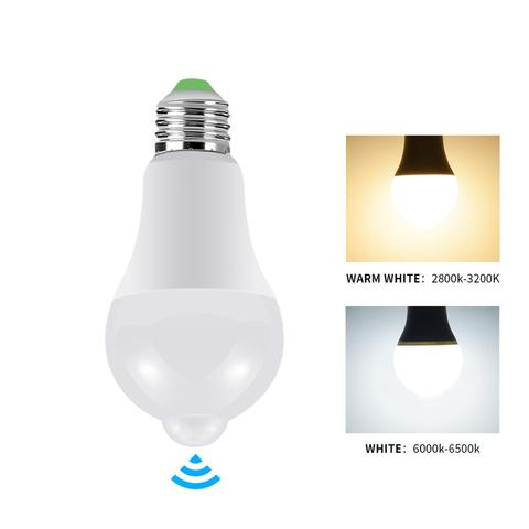 Lámpara con Sensor de movimiento PIR, luz LED nocturna, Sensor de detección de movimiento, luces para el hogar con sonido + Sensor de luz, Bombilla E27 de 220V ► Foto 1/6