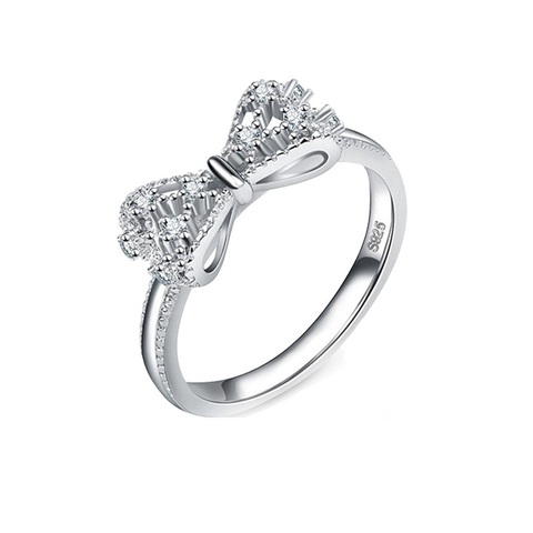 Uloveido Plata de Ley 925 cinta de circón, lazo, nudo infinito promesa anillo Embers anillos para mujer boda joyería tamaño 5-10 Y383 ► Foto 1/6