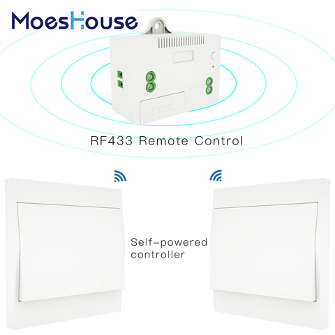 Interruptor inalámbrico RF433 sin batería, interruptor de luz de pared con Control remoto, autoalimentado, sin cables, transmisor de Panel de pared necesario. ► Foto 1/6