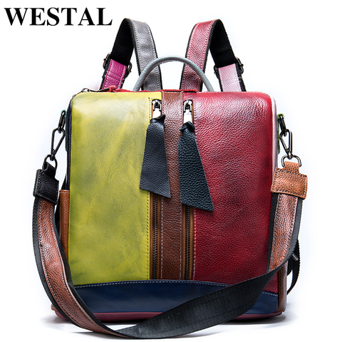 WETSAL-mochila convertible de cuero auténtico para mujer, morral escolar de piel auténtica para chica ► Foto 1/6