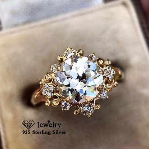 Anillos CC de Plata de Ley 925 para mujer, joyería Boda nupcial Vintage, anillo de compromiso de circonia cúbica, envío directo CC3144 ► Foto 1/6