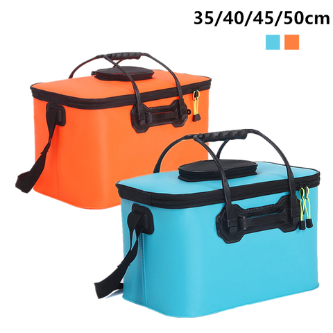 Cubo de pesca con cremallera portátil para exteriores, bolsa de pesca plegable EVA, soporte para peces vivos, caja de tanque ► Foto 1/6