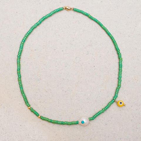 Collar de piedra verde hecho a mano para mujer y niña, joyería de estilo bohemio, accesorios, regalo de cumpleaños, 2022 ► Foto 1/6