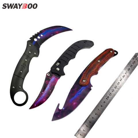 Swayboo de acero inoxidable Real CS: GO juego de cuchillos Talon + Gut + Flip Knife karambit para acampar al aire libre colección de cuchillos de supervivencia ► Foto 1/6